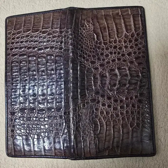 [BUNJANG] Leather Crocodile Bifold Wallet / 악어 가죽 반지갑 브라운