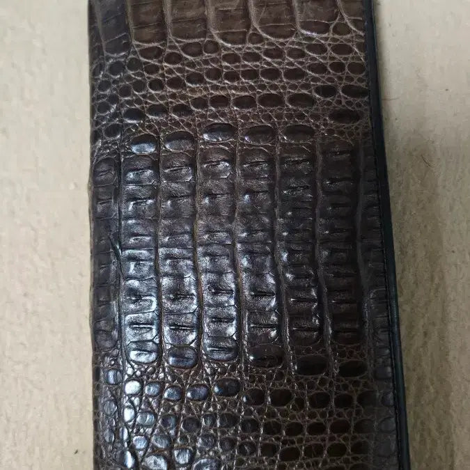 [BUNJANG] Leather Crocodile Bifold Wallet / 악어 가죽 반지갑 브라운
