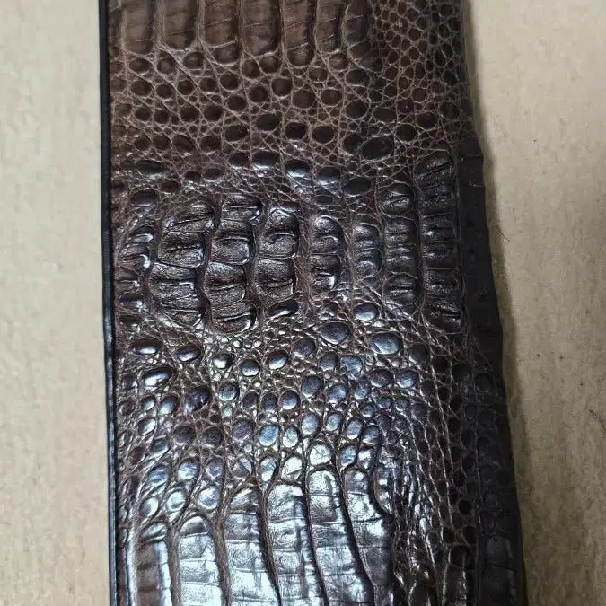 [BUNJANG] Leather Crocodile Bifold Wallet / 악어 가죽 반지갑 브라운