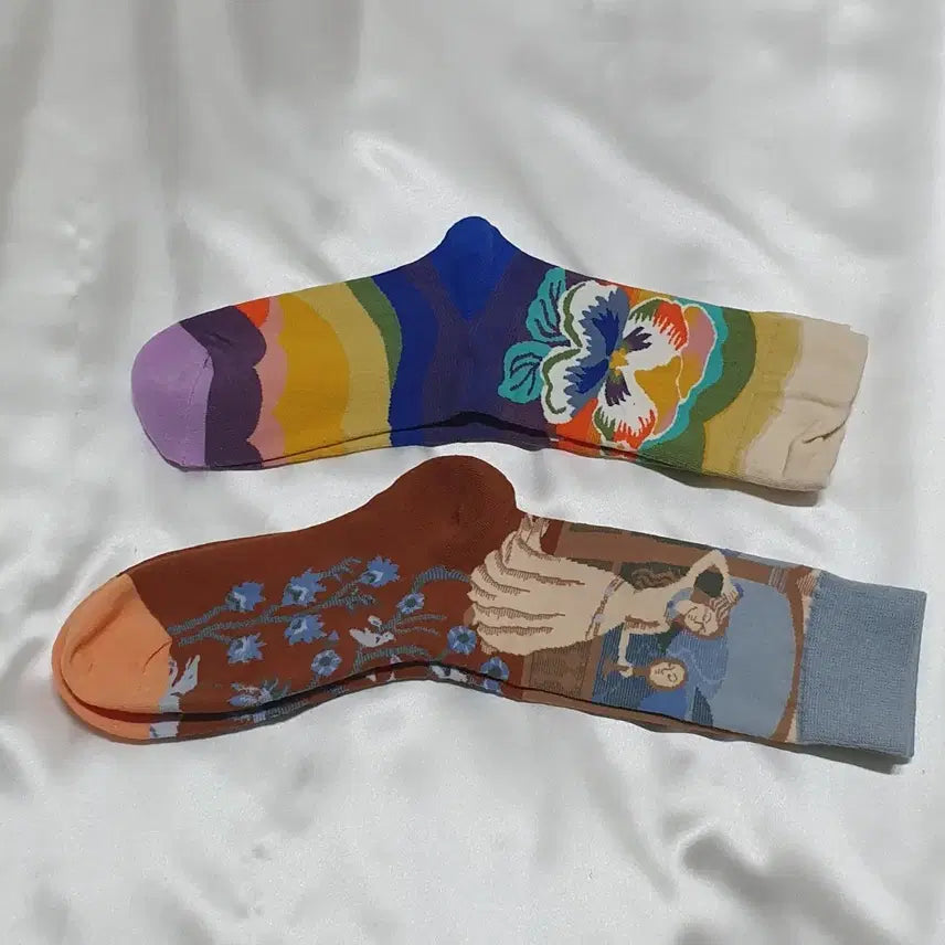 [BUNJANG] Bonne Maison Flower Pattern Socks / 오렌지 퍼플 블루 플라워 소녀  Bonne Maison 본메종 양말