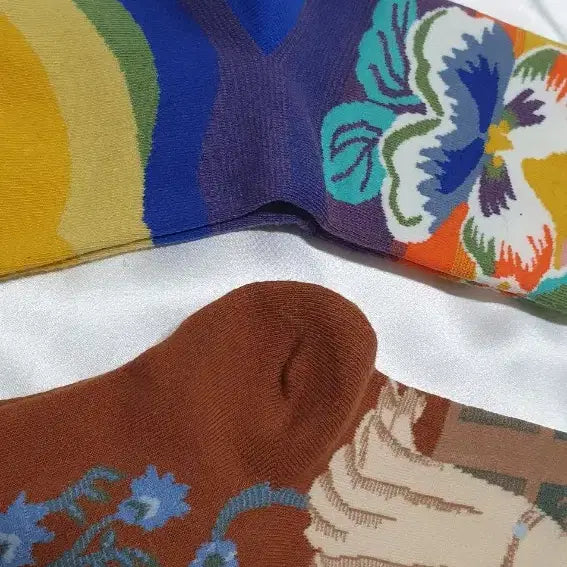 [BUNJANG] Bonne Maison Flower Pattern Socks / 오렌지 퍼플 블루 플라워 소녀  Bonne Maison 본메종 양말