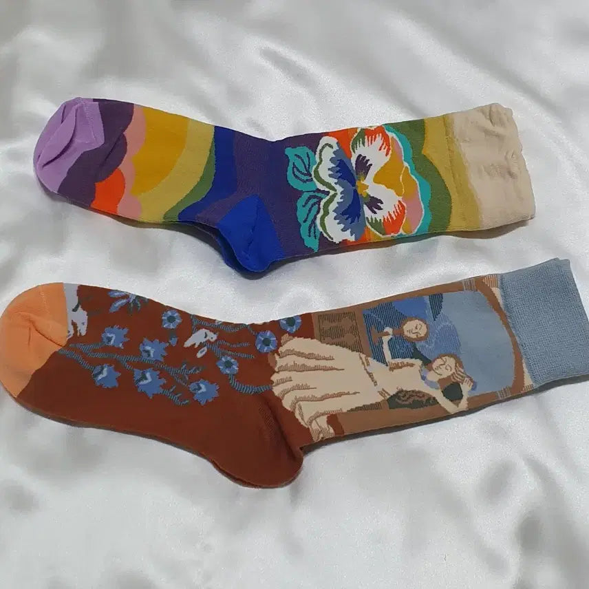 [BUNJANG] Bonne Maison Flower Pattern Socks / 오렌지 퍼플 블루 플라워 소녀  Bonne Maison 본메종 양말