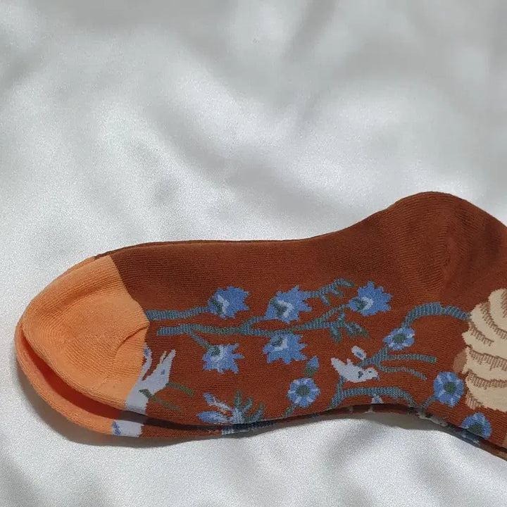 [BUNJANG] Bonne Maison Flower Pattern Socks / 오렌지 퍼플 블루 플라워 소녀  Bonne Maison 본메종 양말