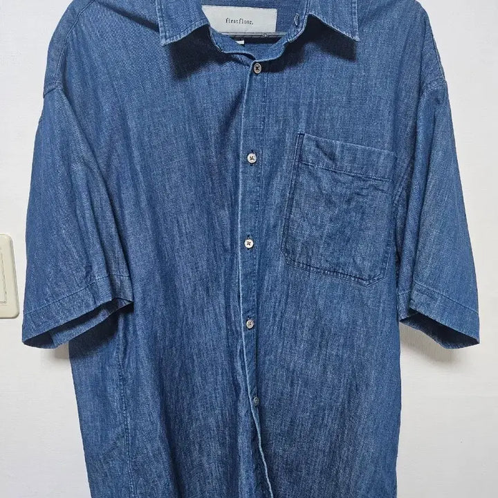 [BUNJANG] First Floor Denim Short-Sleeve Shirt Indigo / [48] 퍼스트플로어 데님 반팔셔츠 인디고