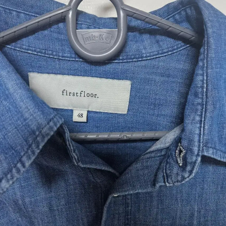 [BUNJANG] First Floor Denim Short-Sleeve Shirt Indigo / [48] 퍼스트플로어 데님 반팔셔츠 인디고
