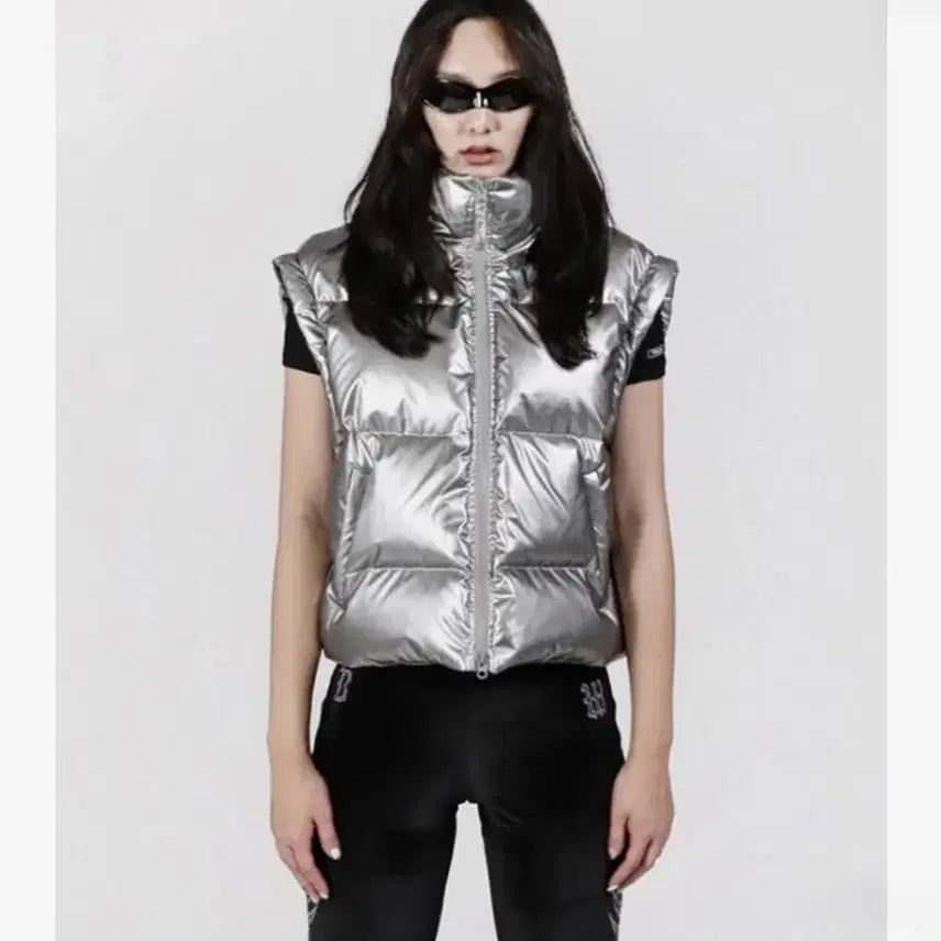 [BUNJANG] BADBLOOD Detachable Sleeve Silver Puffer Jacket / BADBLOOD 디테쳐블 슬리브 실버 푸퍼
