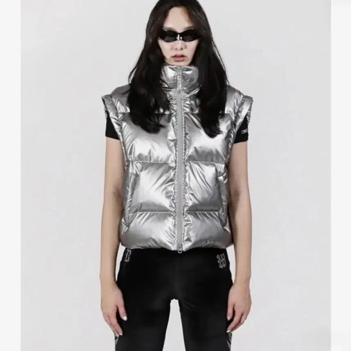 [BUNJANG] BADBLOOD Detachable Sleeve Silver Puffer Jacket / BADBLOOD 디테쳐블 슬리브 실버 푸퍼