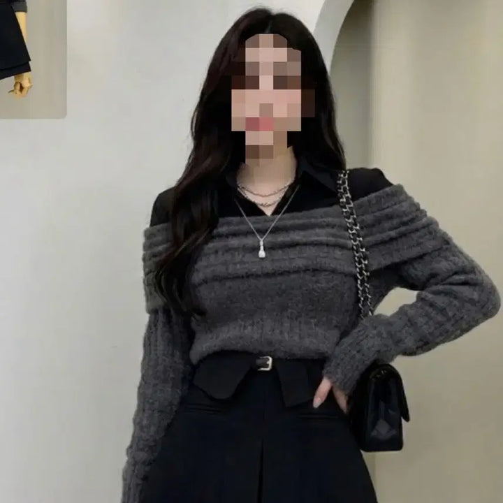 [BUNJANG] Mienne Knit Shirt Off Shoulder / 미앤느 니트셔츠오프숄더 팔아요