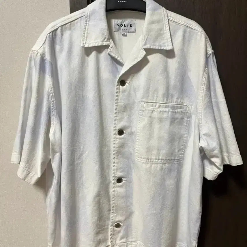 [BUNJANG] Solid Homme White Short Sleeve Shirt / 솔리드옴므 화이트 반팔 셔츠