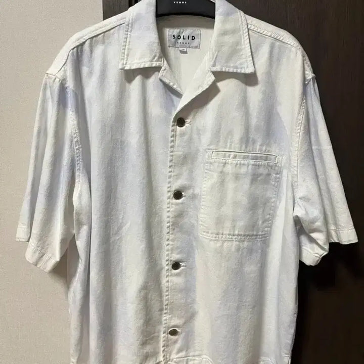 [BUNJANG] Solid Homme White Short Sleeve Shirt / 솔리드옴므 화이트 반팔 셔츠