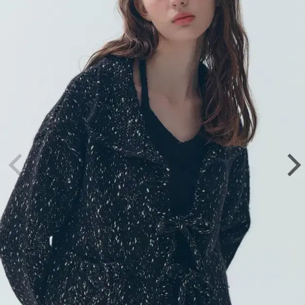 [BUNJANG] Soft Seoul Ruffle Ribbon Cardigan - Black / 최종가) 소프트서울 셔링 리본 가디건 블랙