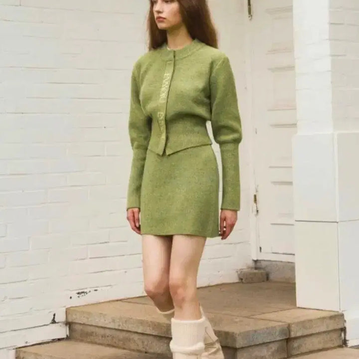 [BUNJANG] Evermost Alpaca Slim Signature Cardigan Green / 에브모우 알파카 슬림 시그니처 가디건 그린