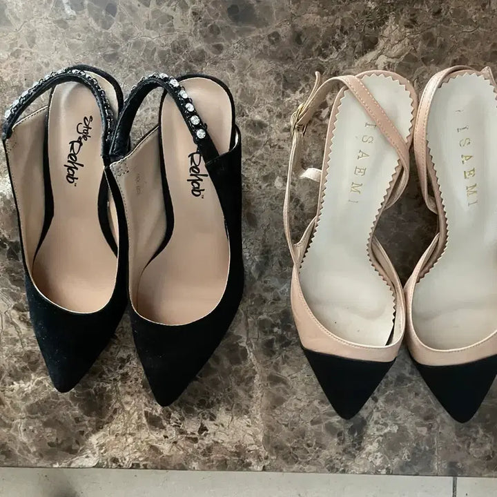 [BUNJANG] Style Rehab ISAEMI Cubic &amp; Color-Blocked Heels Set / 스타일 Rehab / ISAEMI 힐 2족