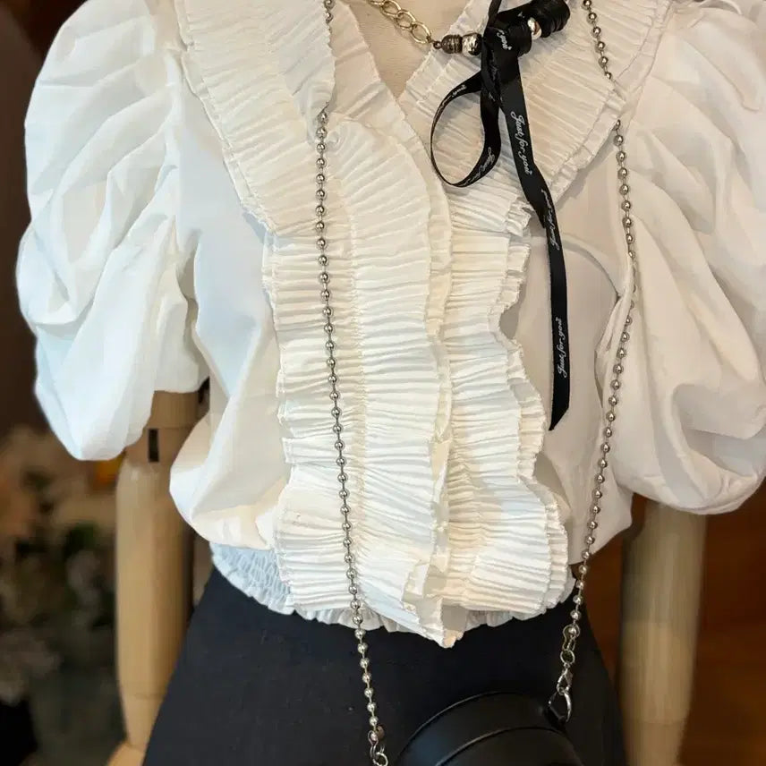 [BUNJANG] Puff Blouse &amp; Full Flare Skirt Set / 퍼프블라우스  풀플레어스커트