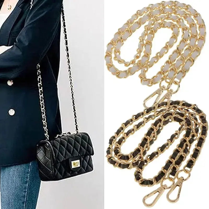 [BUNJANG] Black Silver Chain Leather Shoulder Strap / [새상품/*바로발송*] 블랙 은장 실버 체인 가죽 숄더 스트랩