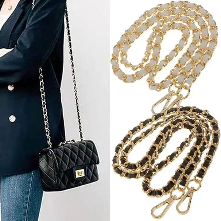 [BUNJANG] Black Silver Chain Leather Shoulder Strap / [새상품/*바로발송*] 블랙 은장 실버 체인 가죽 숄더 스트랩