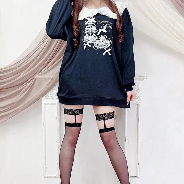 [BUNJANG] MARS Primero Black Fleece Mini Dress / MARS 마즈 프리메로 카라가 달린 컵케이크 리본 미니 플리스 원피스