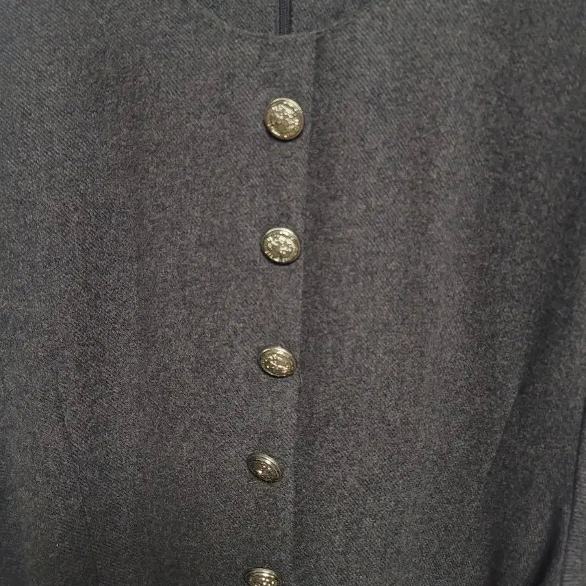 [BUNJANG] Brown Wool Long Dress / 브라운 벨트 금장 버튼 울 롱 원피스