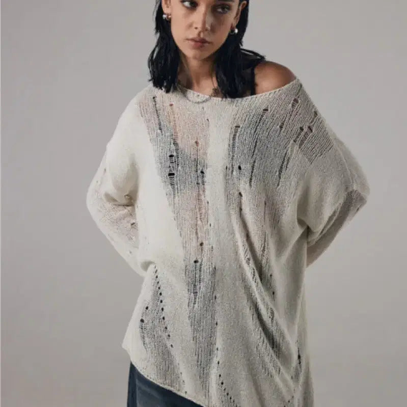 [BUNJANG] Trimming Bird Brindled See-through Knit Top / (최종가) 트리밍버드 Brindled See-through Knit