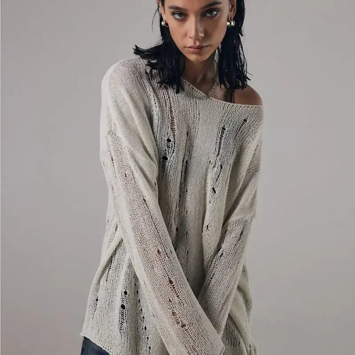 [BUNJANG] Trimming Bird Brindled See-through Knit Top / (최종가) 트리밍버드 Brindled See-through Knit