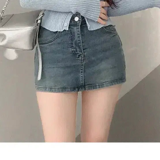 [BUNJANG] Denim Mini Skirt / 청 데님 미니스커트 치마 반바지 바지 속바지