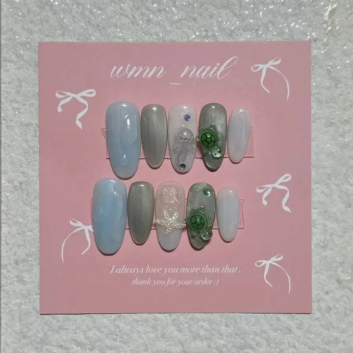 [BUNJANG] Handmade Nail Tip / 아쿠아거북 수제네일팁