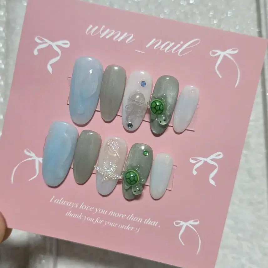 [BUNJANG] Handmade Nail Tip / 아쿠아거북 수제네일팁