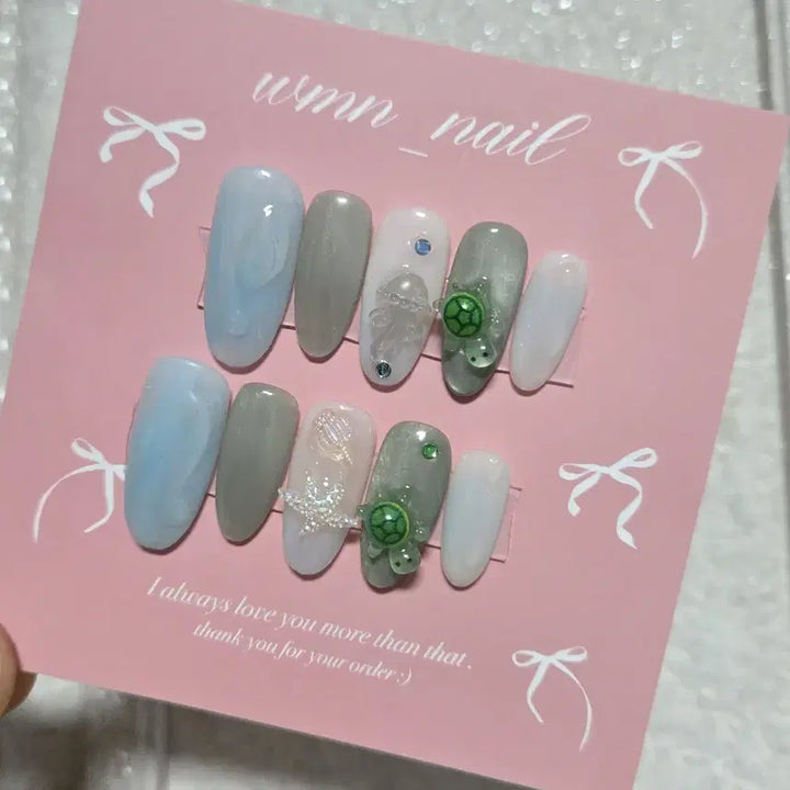 [BUNJANG] Handmade Nail Tip / 아쿠아거북 수제네일팁