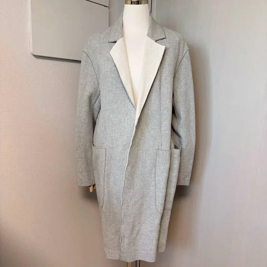 [BUNJANG] Time No Button Color Block Coat / 타임 노버튼 배색코트