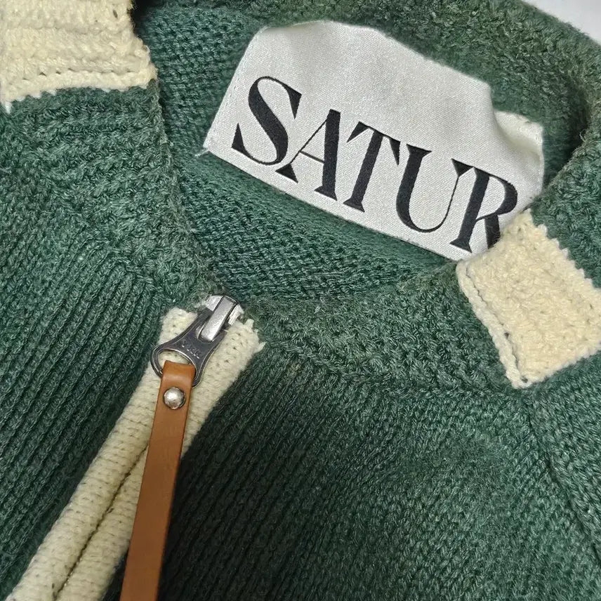 [BUNJANG] Sae-teo Boys Logo Knit Cardigan Classic Green / 새터 보이즈 로고 니트 가디건 클래식 그린 95