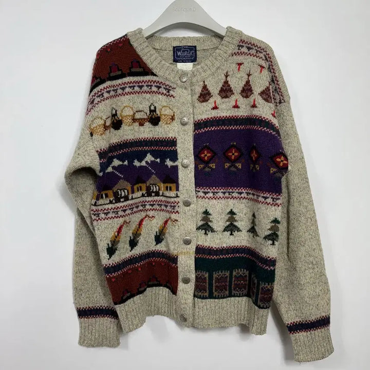 [BUNJANG] Woolrich Pattern Wool Cardigan / Woolrich 울리치 패턴 울 가디건, 고급지고 예쁨. 봄에도 단품착용