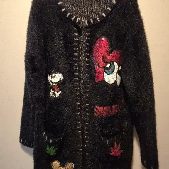 [BUNJANG] Mickey Sequin Applique Cardigan / (새상품)미키 스팽클 아플리케 가디건