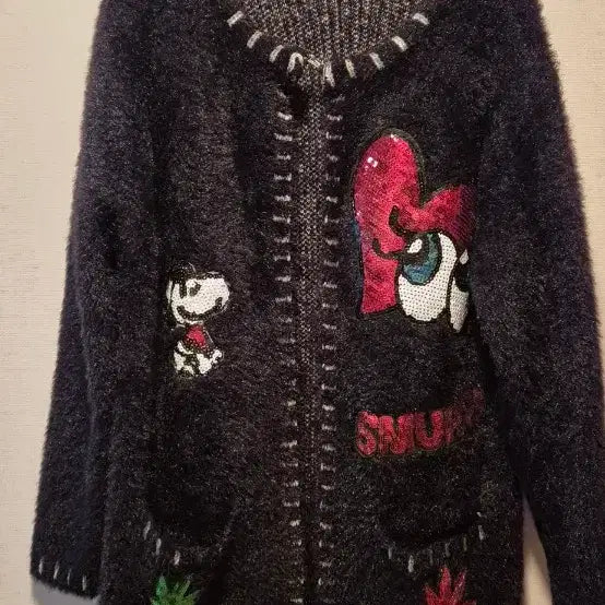 [BUNJANG] Mickey Sequin Applique Cardigan / (새상품)미키 스팽클 아플리케 가디건