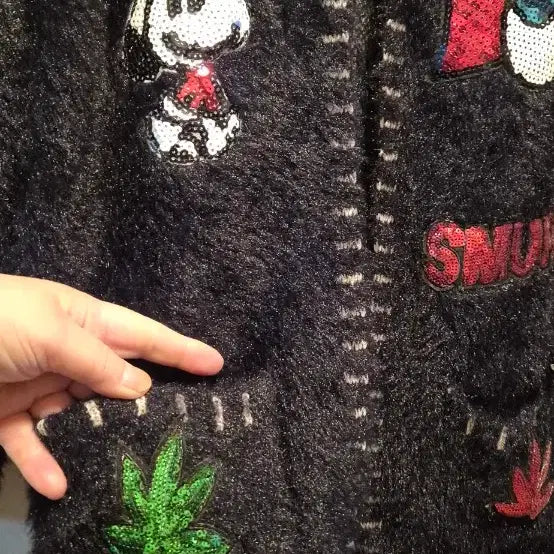 [BUNJANG] Mickey Sequin Applique Cardigan / (새상품)미키 스팽클 아플리케 가디건