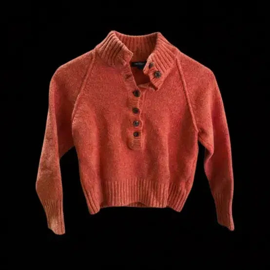 [BUNJANG] Burberry Orange Button Knit Sweater / 버버리 오렌지색 버튼 니트 스웨터