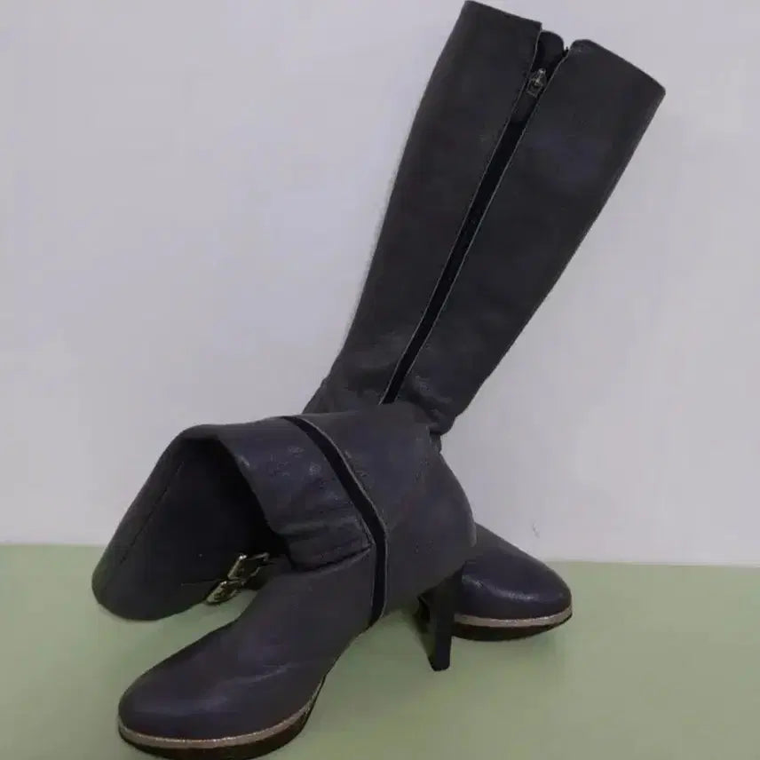 [BUNJANG] Tandy Leather Long Boots (Gray) / 여성 탠디 가죽 롱부츠  (230)