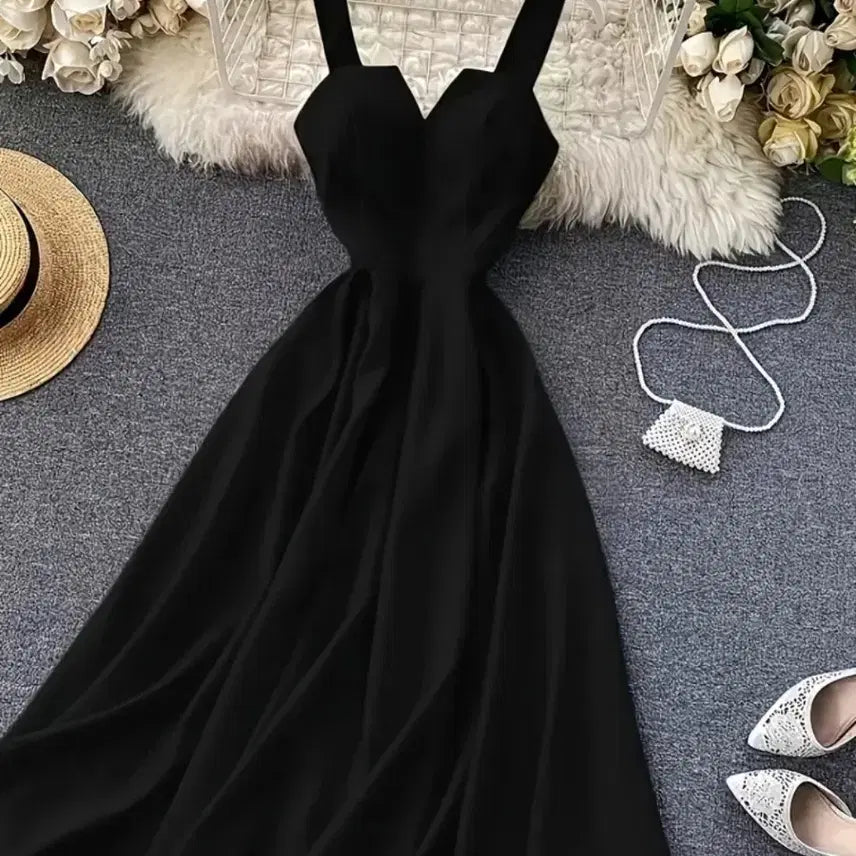 [BUNJANG] Black Elegant Long Dress / 세련 블랙 롱 드레스.새상품