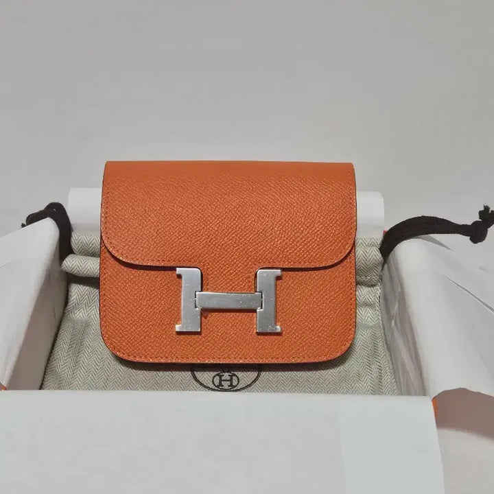 [BUNJANG] Hermes Constance Orange Mini Clutch Bag / 에르메스 콘스탄스 오렌지 미니백 지갑