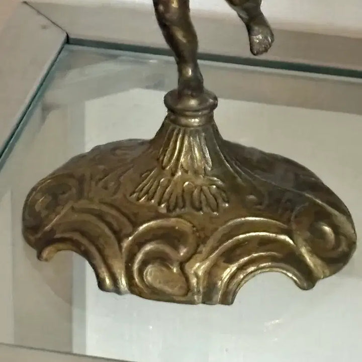 [BUNJANG] Vintage Bronze Angel Candle Holder Pair / 유럽 빈티지 브론즈 아기 천사 촛대 한 쌍