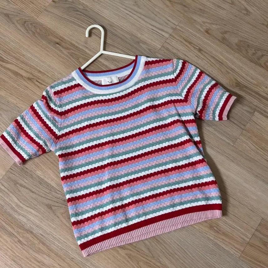 [BUNJANG] Uz Striped Knit Top / [Uz] 스트라이프 반팔 니트