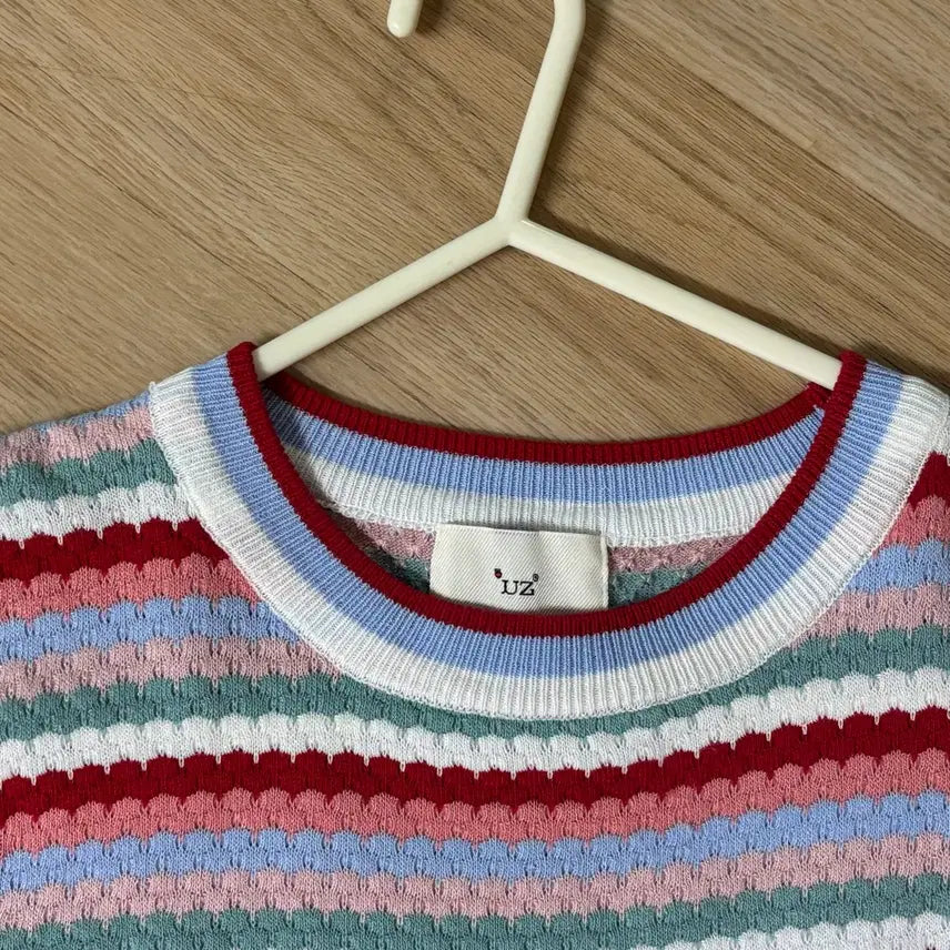 [BUNJANG] Uz Striped Knit Top / [Uz] 스트라이프 반팔 니트