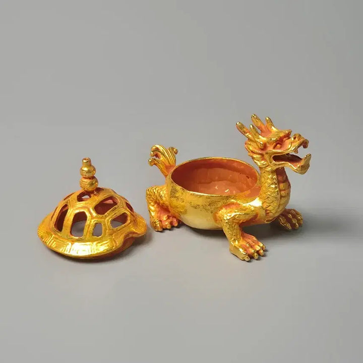 [BUNJANG] Gilded Bronze Dragon Head Incense Burner Antique Collectible / 금도금 동제 용두 귀형 향로 골동품 고미술품 수집품