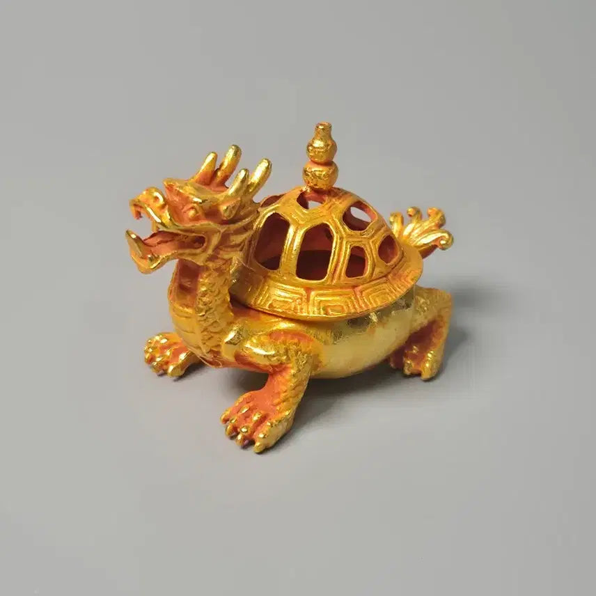 [BUNJANG] Gilded Bronze Dragon Head Incense Burner Antique Collectible / 금도금 동제 용두 귀형 향로 골동품 고미술품 수집품