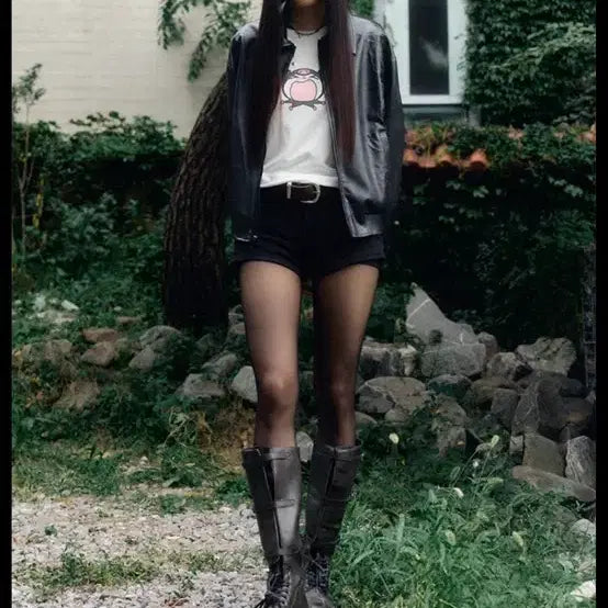 [BUNJANG] LATIGEN Kuromi Black Leather Jacket (New) / 라티젠 쿠로미 블랙 레더 자켓 (새제품)