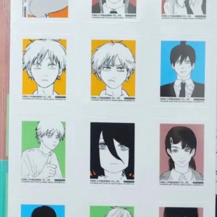 [BUNJANG] Chainsaw Man Photo Sticker Set / 체인소맨 한세트12장 증명사진 스티커 초판 기념 대만 만화 공식 특전