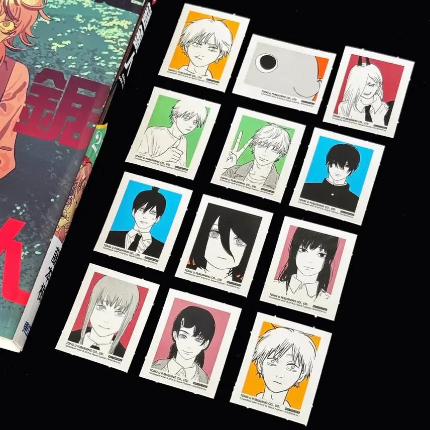 [BUNJANG] Chainsaw Man Photo Sticker Set / 체인소맨 한세트12장 증명사진 스티커 초판 기념 대만 만화 공식 특전