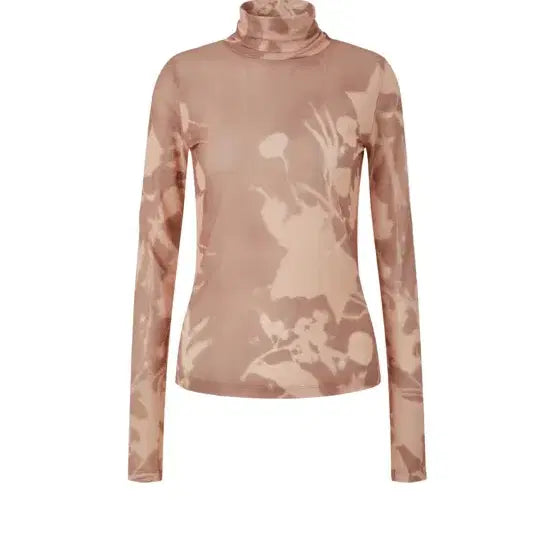 [BUNJANG] TEAK Leaf Print Turtleneck Top / TEAK 리프 프린팅 터틀넥 탑