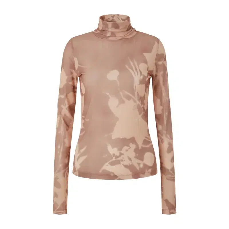 [BUNJANG] TEAK Leaf Print Turtleneck Top / TEAK 리프 프린팅 터틀넥 탑