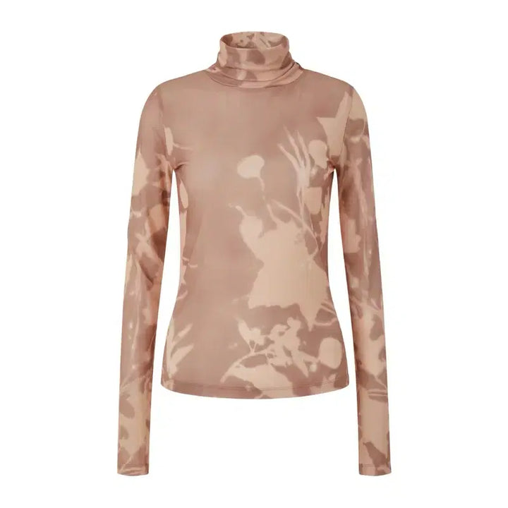 [BUNJANG] TEAK Leaf Print Turtleneck Top / TEAK 리프 프린팅 터틀넥 탑