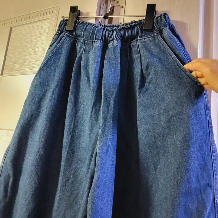 [BUNJANG] Denim Pintuck Wide Pants / 청 데님 핀턱 와이드 팬츠